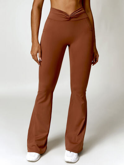 Twisted High Waist Active Pants with Pockets