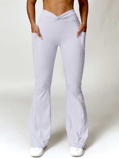 Twisted High Waist Active Pants with Pockets