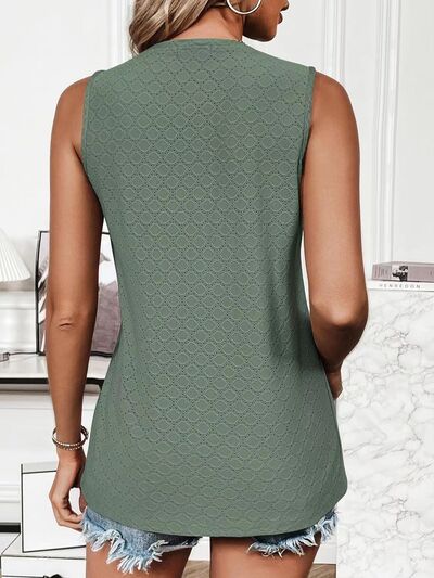 Eyelet Round Neck Tank